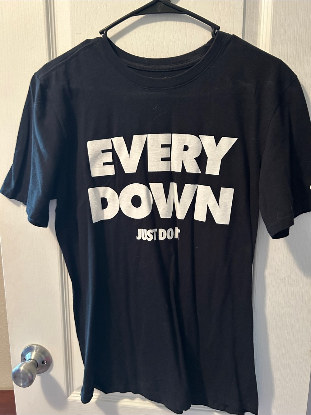 Nike Black Short Sleeve Tee with White "EVERY DOWN" Graphic